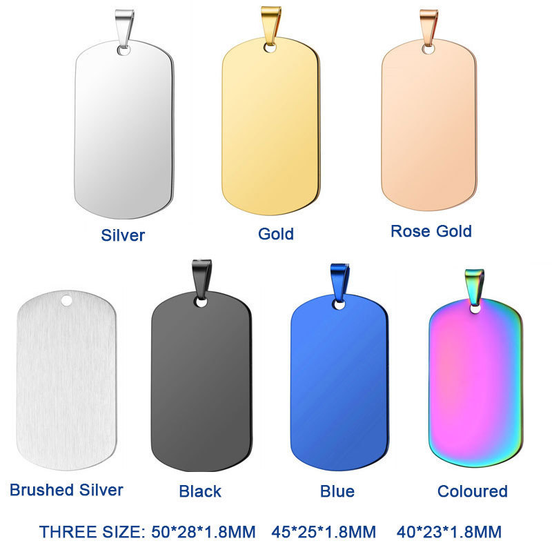 Dog Tag Wholesale Blanks Laser Engraving Anodized Aluminum Qr Code Metal Necklace Custom Name Stainless Steel Dog Tags