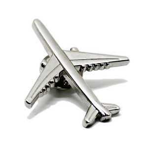 Manufacture Custom Metal 3D Air Plane Lapel Pin Airplane Shape Aeroplane Enamel Lapel Silver Plating Plain Enamel Pins