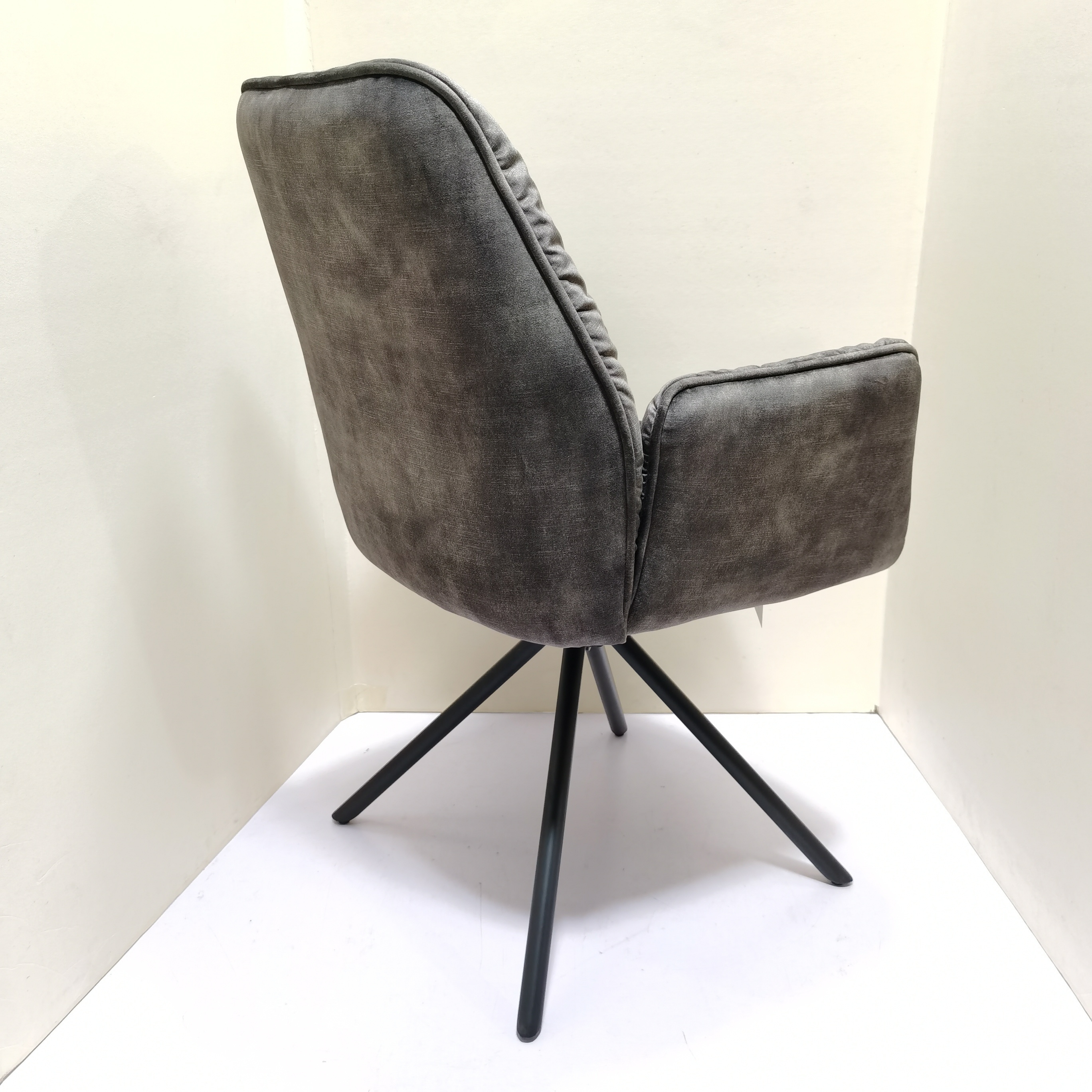 Grey Fabric Dining Chairs Poland Button Padded Upholstered Armchair Dining Chair