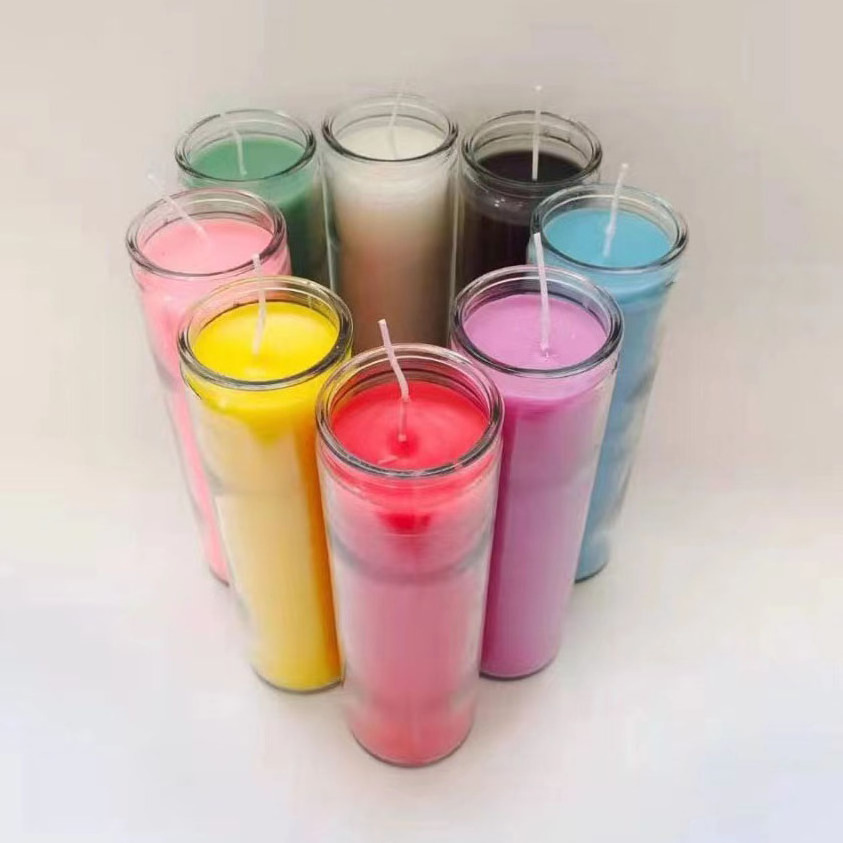 Empty 15oz Tall Glass Religious Church Candle Votive 7 Day Candle Glass Jar With Wooden Lid Wholesale