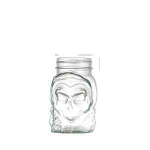 China factory Clear Glass Skull Sipper Mason Jar with Lid and Straw