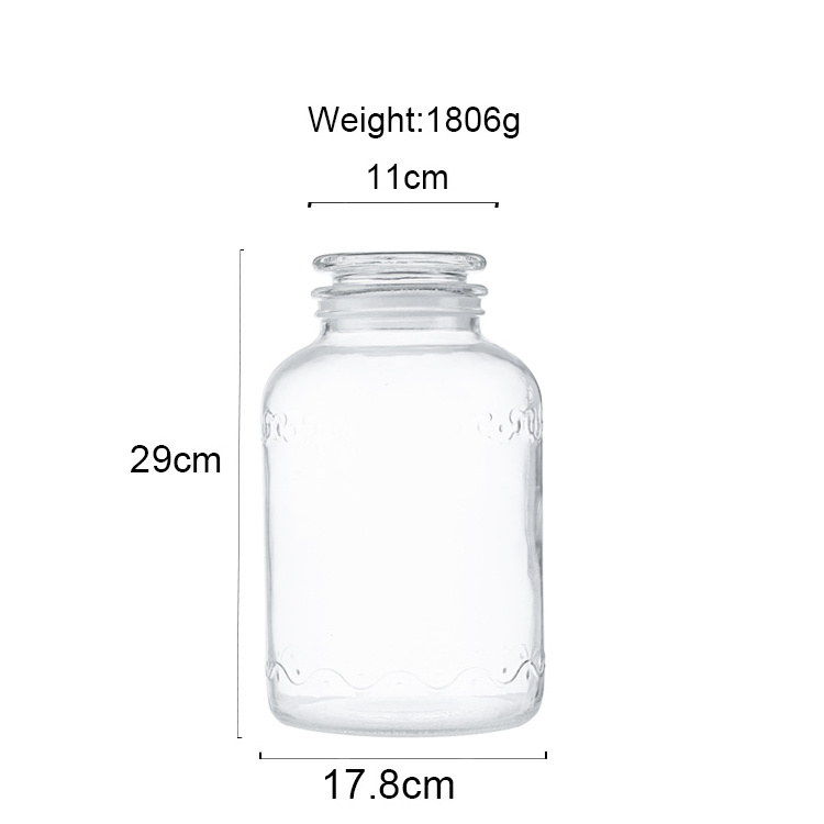 Recyclable 5000ml Airtight Pickles Food Storage Glass Jar for Candy Carrot Sour Cucumber with Lid