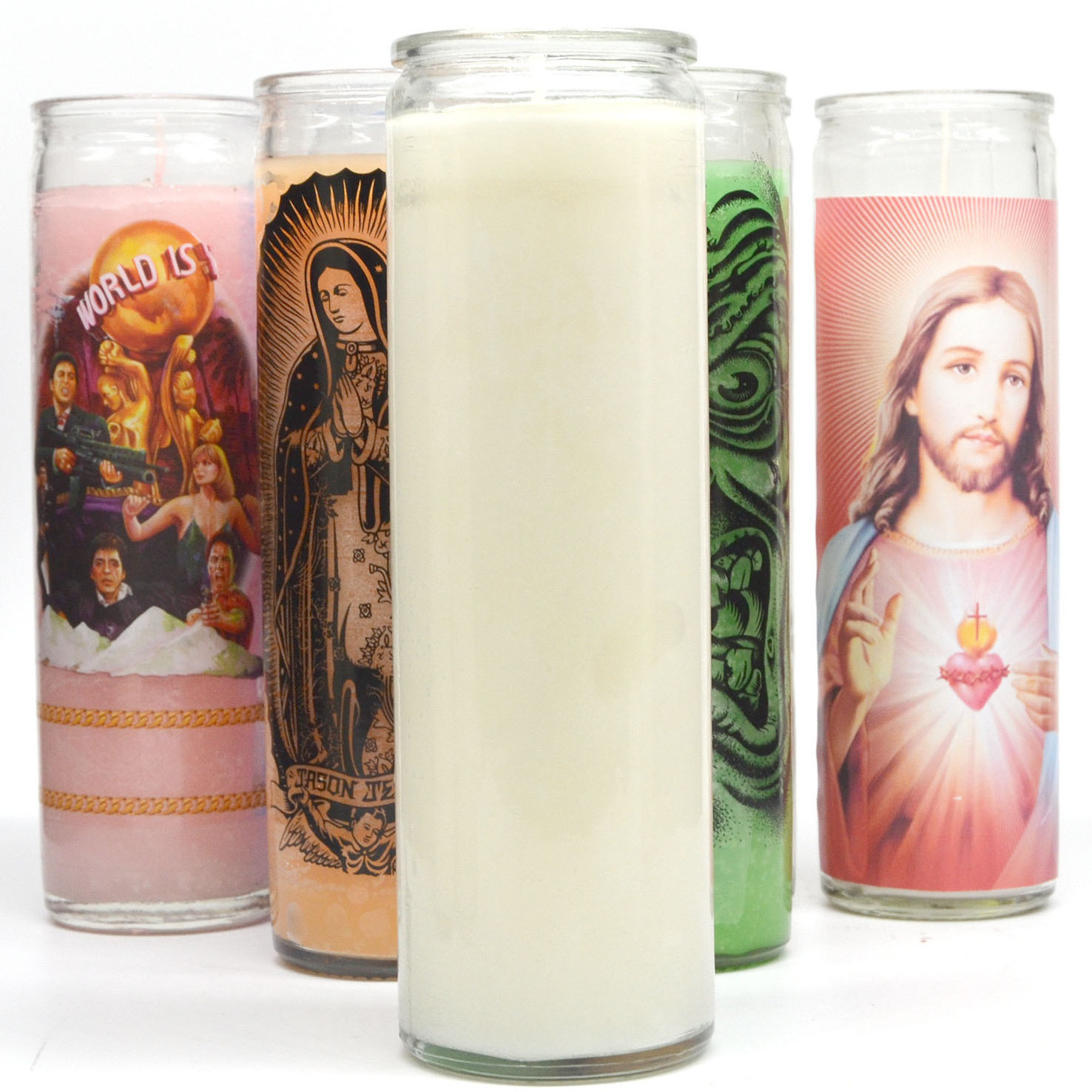 Empty 15oz Tall Glass Religious Church Candle Votive 7 Day Candle Glass Jar With Wooden Lid Wholesale