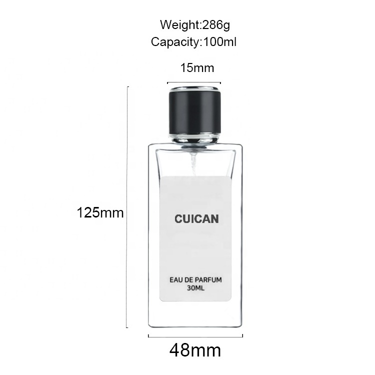 30ml 50ml 100ml factory low price selling square black glass perfume bottle with customized lid