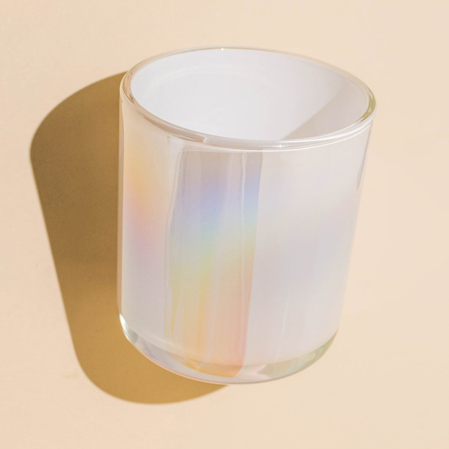 Fashion Custom Design Luxury Iridescent Rainbow Empty Glass Candle Jar Scented Color Glass Jars Candle With Lid