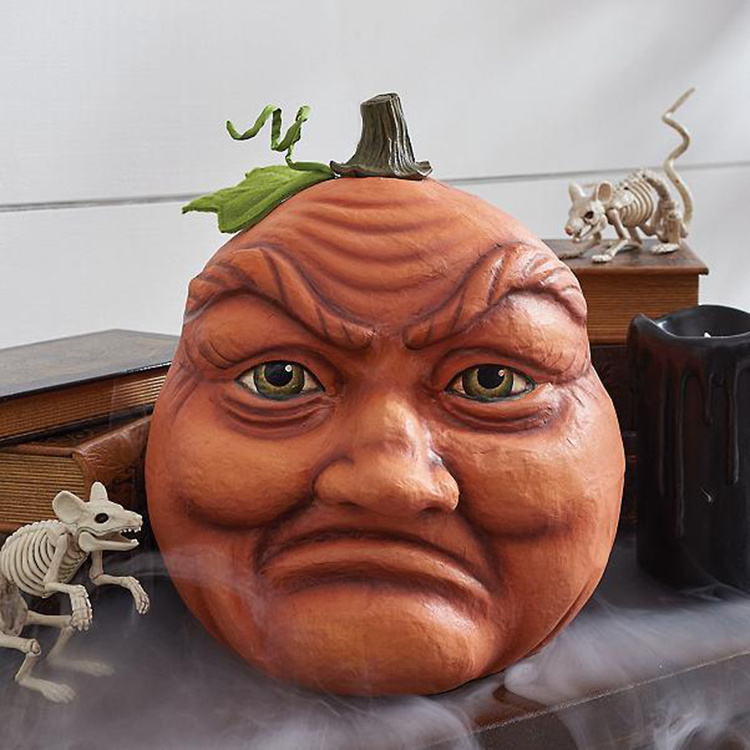 Wholesale Resin Crafts Halloween Pumpkin Outdoor Garden Yard Decoration Ornaments Halloween Funny Face Pumpkin Head for Table