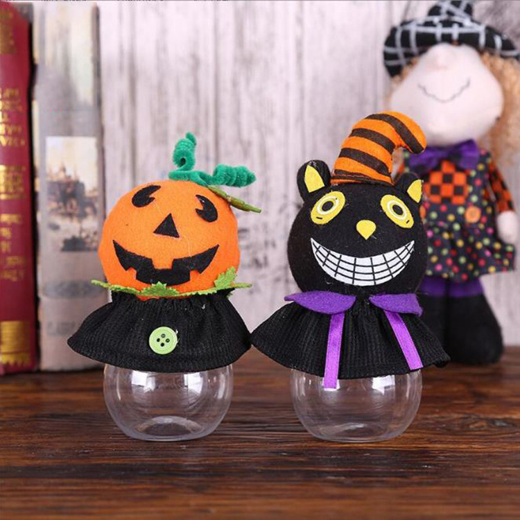 New Clear Transparent Plastic Candy Jars Kids Trick or Treat Pot Halloween Pumpkin Candy Jar