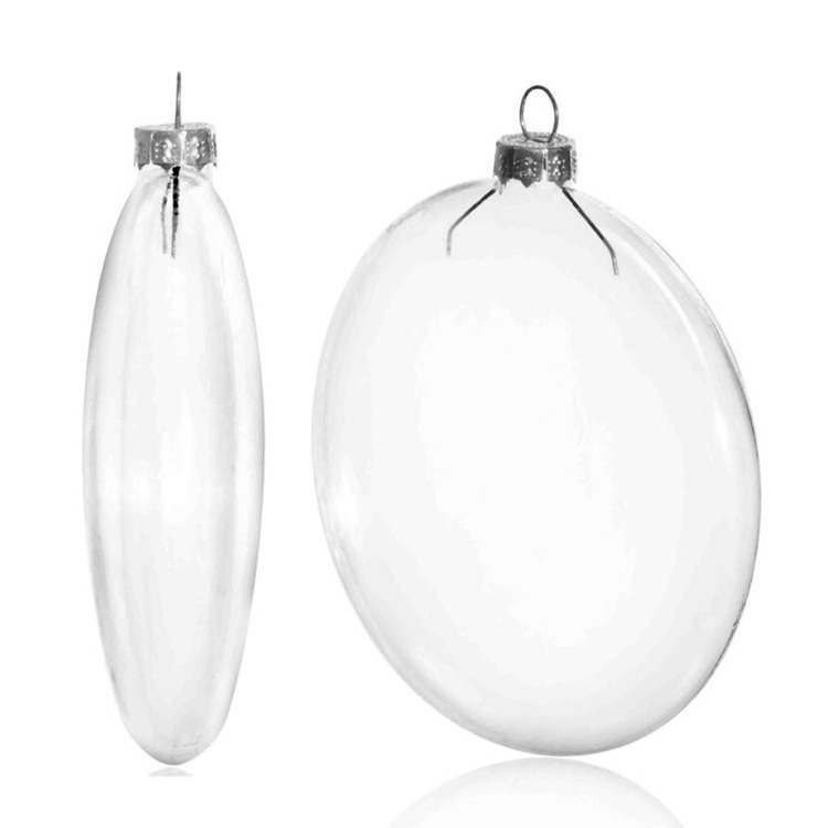 2023 Hot Sell Party Decorative  Clear Bauble Christmas Decoration Transparent Plastic Flat Ball Disc Ornament