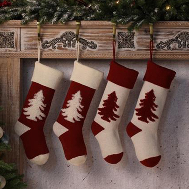 New Arrival 3D Christmas Tree Santa Stocking For Decoration Filler Ornaments Sublimation Knitted christmas Stocking