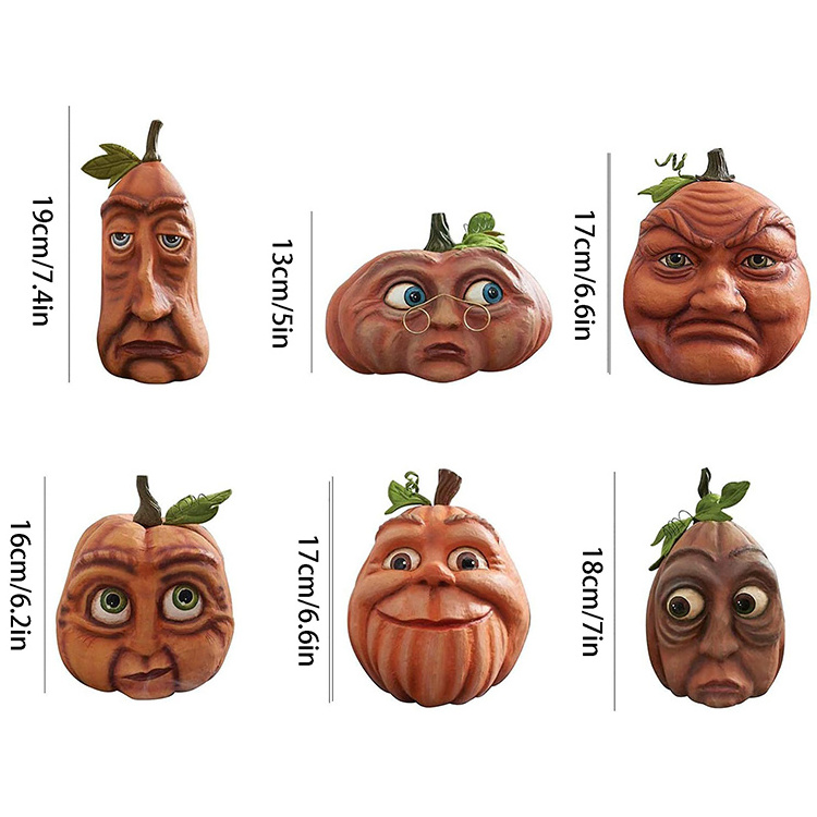 Wholesale Resin Crafts Halloween Pumpkin Outdoor Garden Yard Decoration Ornaments Halloween Funny Face Pumpkin Head for Table