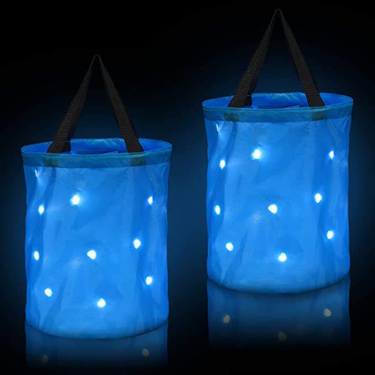 New Personalized Light Up Pumpkin Halloween Basket Kids Trick or Treat Candy Bag Led Light Blank Halloween Buckets