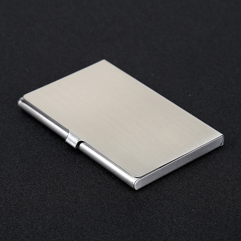 OEW114 Custom Logo Business Name Card Case Stainless Steel PU Leather Slim ID Card Holder For Office Gift Laser Printing