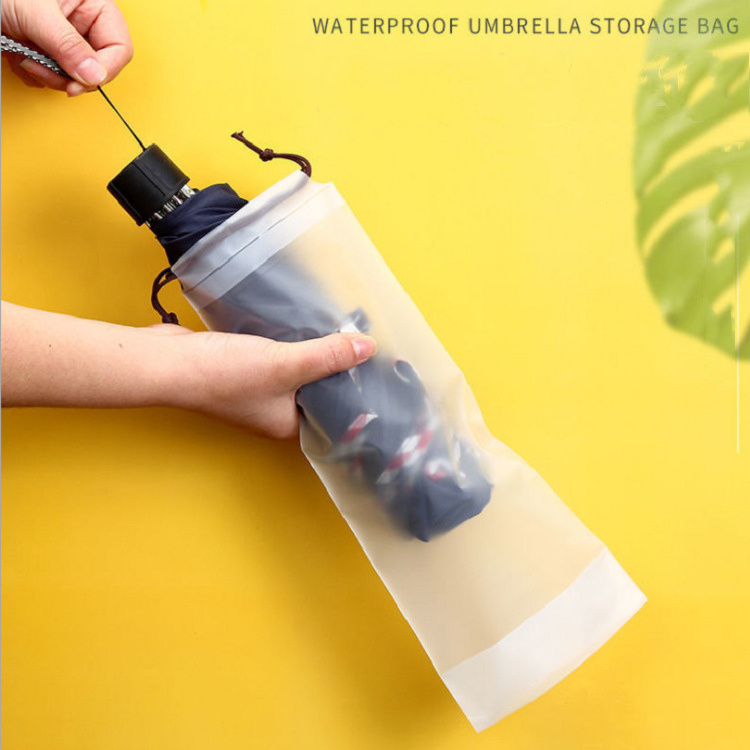 HR714 Drawstring Wet Umbrella Bags Dispenser Transparent Waterproof Portable Umbrella Storage Bag Outdoor Pocket Umbrella Bag