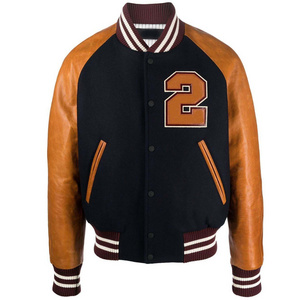 Custom Logo Men Lettermen Jackets College Vintage Varsity Baseball Jacket with Custom Leather Sleeves