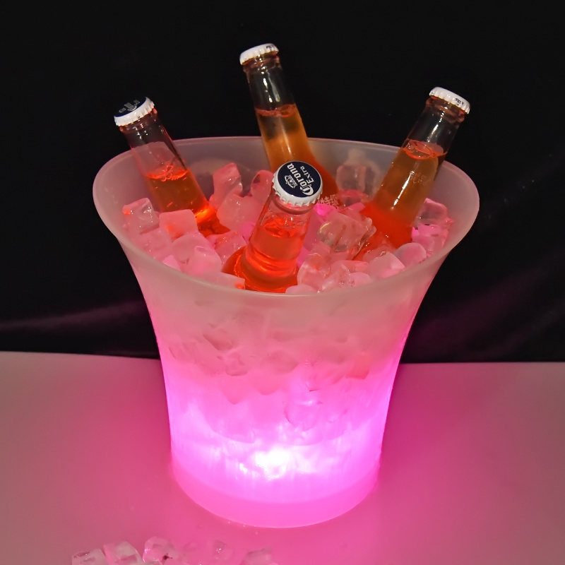 In Stock 5L white large plastic gold double wall bars nightclubs custom LED light up wedding ice cream barrel ice bucket