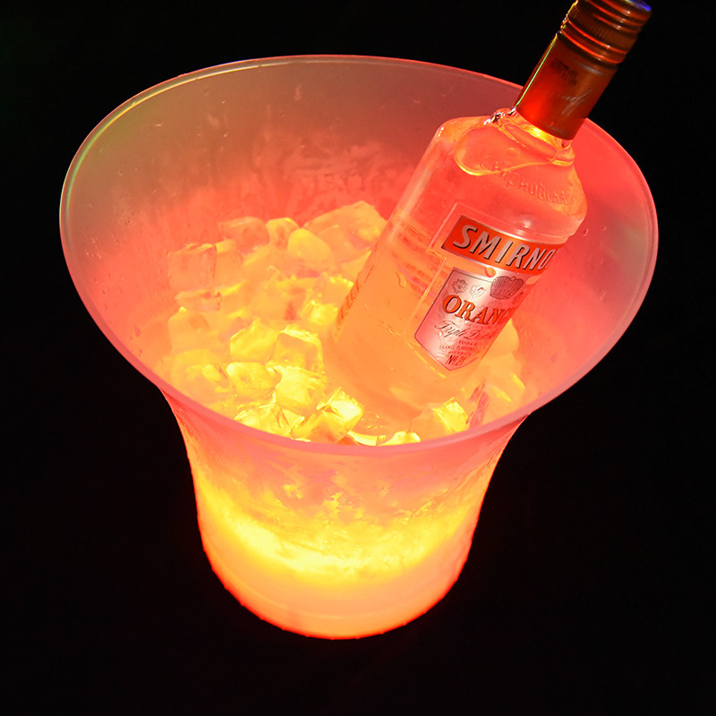 In Stock 5L white large plastic gold double wall bars nightclubs custom LED light up wedding ice cream barrel ice bucket