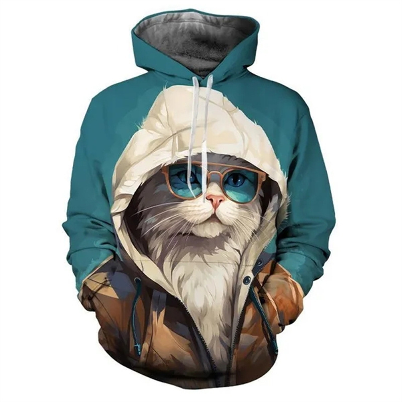 Fashion Cool Cat 3d Printed Hoodies Funny Personality Street Pullover Hoodie Graphic Sweatshirts Tops Trendy Unisex Hoody