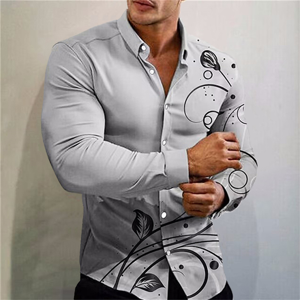 Vintage Men's Polo Shirt 3D Printed Striped Graphic Shirt Casual Long-sleeved Men's Clothing Lapel Button Down Shirt