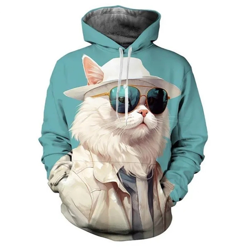 Fashion Cool Cat 3d Printed Hoodies Funny Personality Street Pullover Hoodie Graphic Sweatshirts Tops Trendy Unisex Hoody