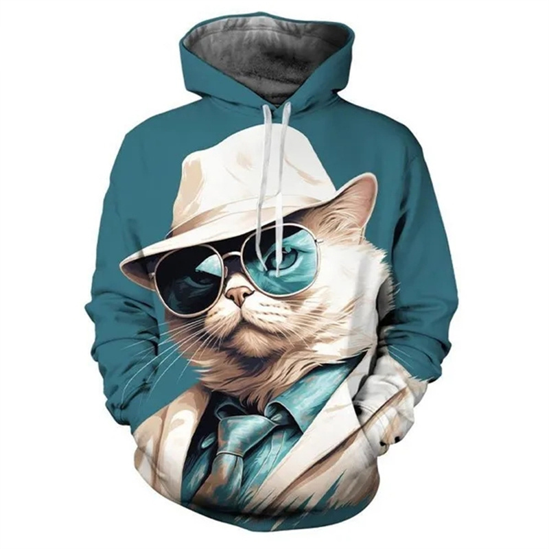 Fashion Cool Cat 3d Printed Hoodies Funny Personality Street Pullover Hoodie Graphic Sweatshirts Tops Trendy Unisex Hoody