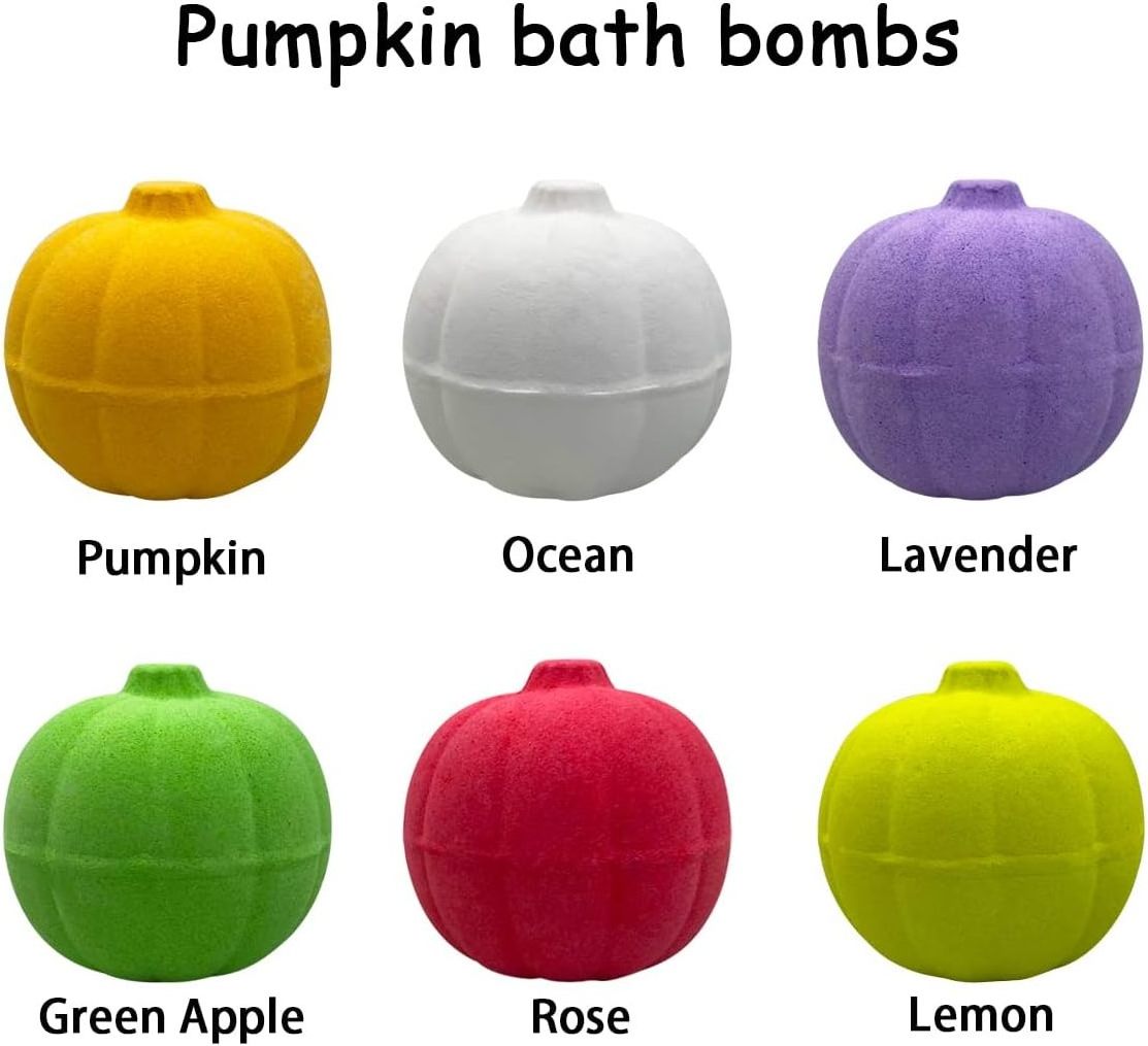 Msds/100% Natural Ingredients bathbomb oem Halloween Squishy Toys Inside 6 Pack Halloween Pumpkin Bath Bombs