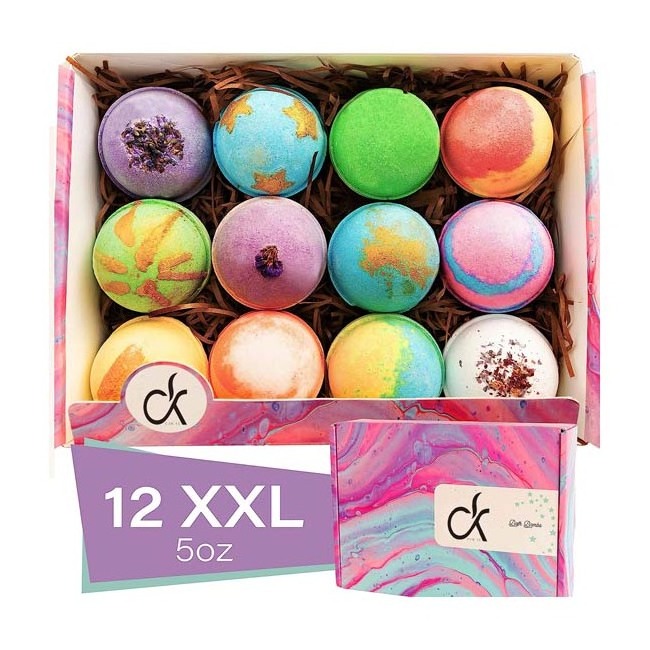 Msds/100% Natural Ingredients bathbomb 12 XXL Bubbly Organic Bath Bombs Gift Set for Women Men and Kids