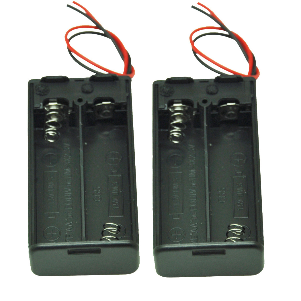 2 x AA Battery Holder with Switch, 3V Battery Holder with Switch, 2X 1.5V AA Battery Holder with Black Red Leads and Switch