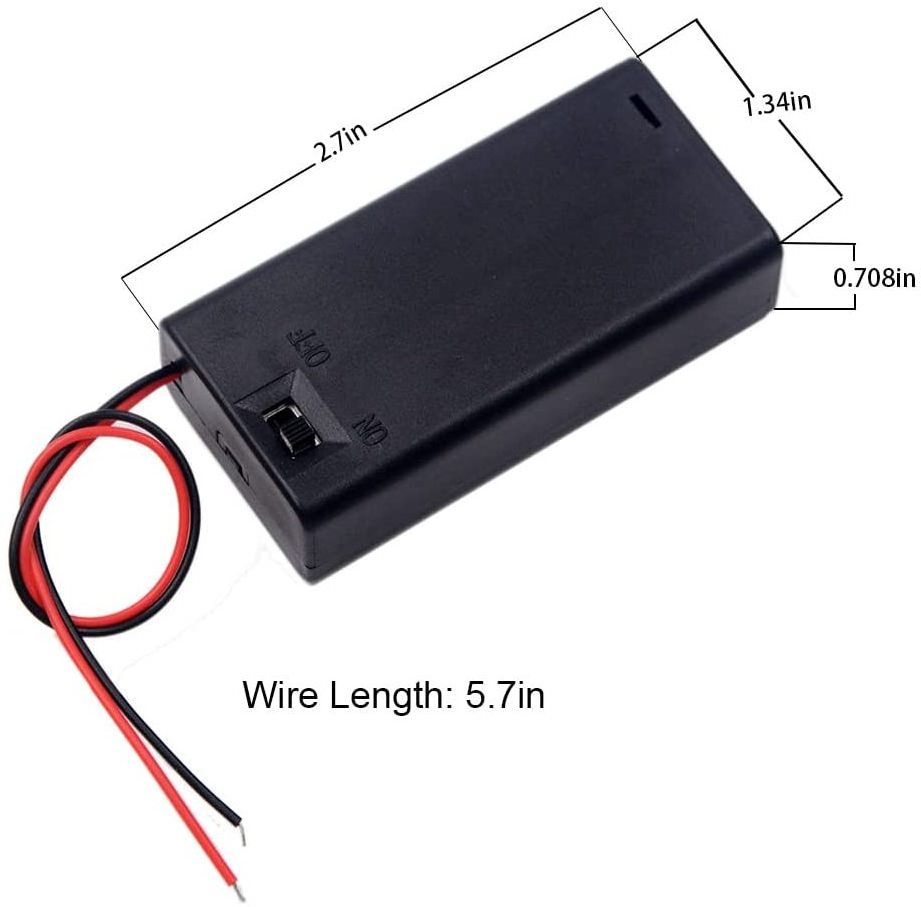 2 x AA Battery Holder with Switch, 3V Battery Holder with Switch, 2X 1.5V AA Battery Holder with Black Red Leads and Switch