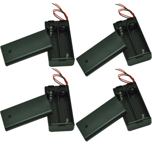 2 x AA Battery Holder with Switch, 3V Battery Holder with Switch, 2X 1.5V AA Battery Holder with Black Red Leads and Switch