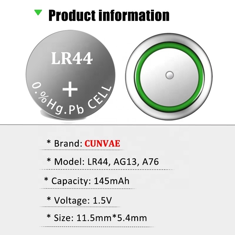 pilas 357a l1154 a76 1.5v alkaline lr44 battery ag13 Button Cell Battery Factory Wholesale