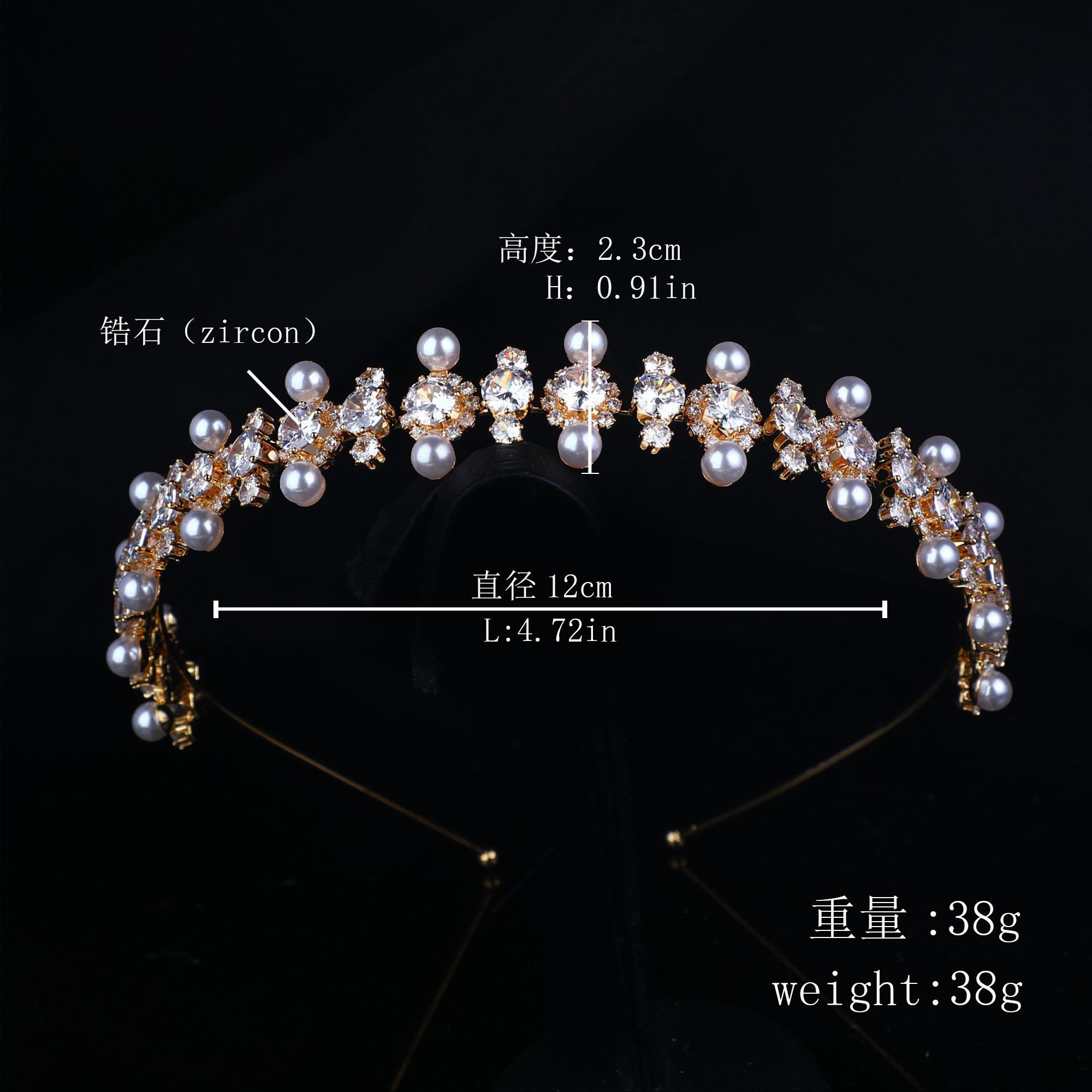 Factory Outlet Fashion High Quality Bling Zirconia Pearl Metal Headbands For Women Bridal Hair Accessories Hairbands