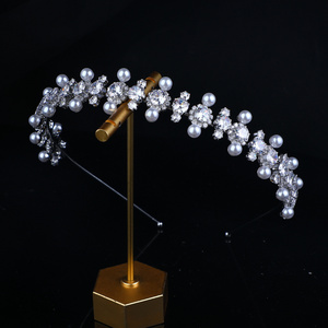 Factory Outlet Fashion High Quality Bling Zirconia Pearl Metal Headbands For Women Bridal Hair Accessories Hairbands