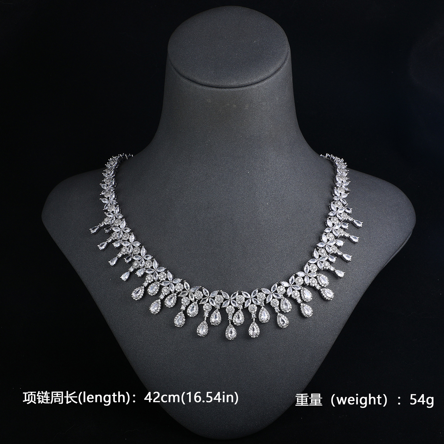 Luxury Bling Cubic Zirconia 4-piece Necklace Sets Indian Jewellery Set High Quality Dubai Party Wedding Bridal Jewelry Sets