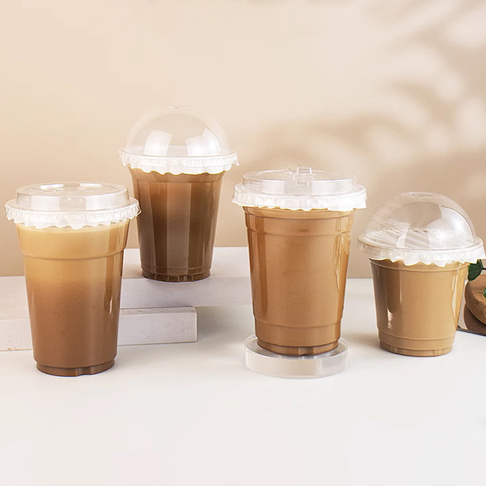 7 8 9 10 12 16 20 oz disposable plastic pet cup with dome flat lid straw manufacturer wholesale cold drinks coffee clear cups