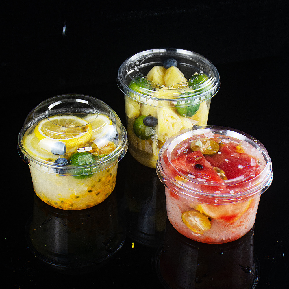 Hot Sale 117mm 16oz 32oz Food Grade Packaging Cups Deli Containers For Fruits Salad Smoothies Disposable Plastic Bowl With Lid