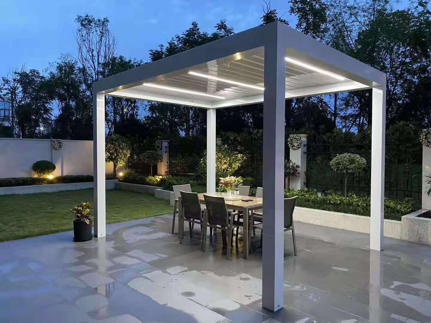 Easy install modern motorized adjustable weatherproof patio roof aluminum louver pergola gazebo