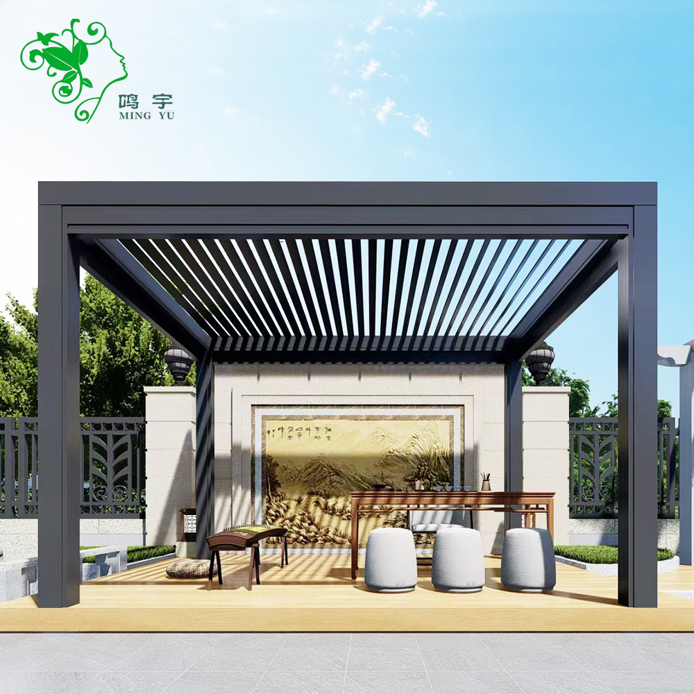 MINGYU Professional factory custom wholesale outdoor gazebo pergola aluminium louvered roof pergola kit 3x3 3x4 6x4m