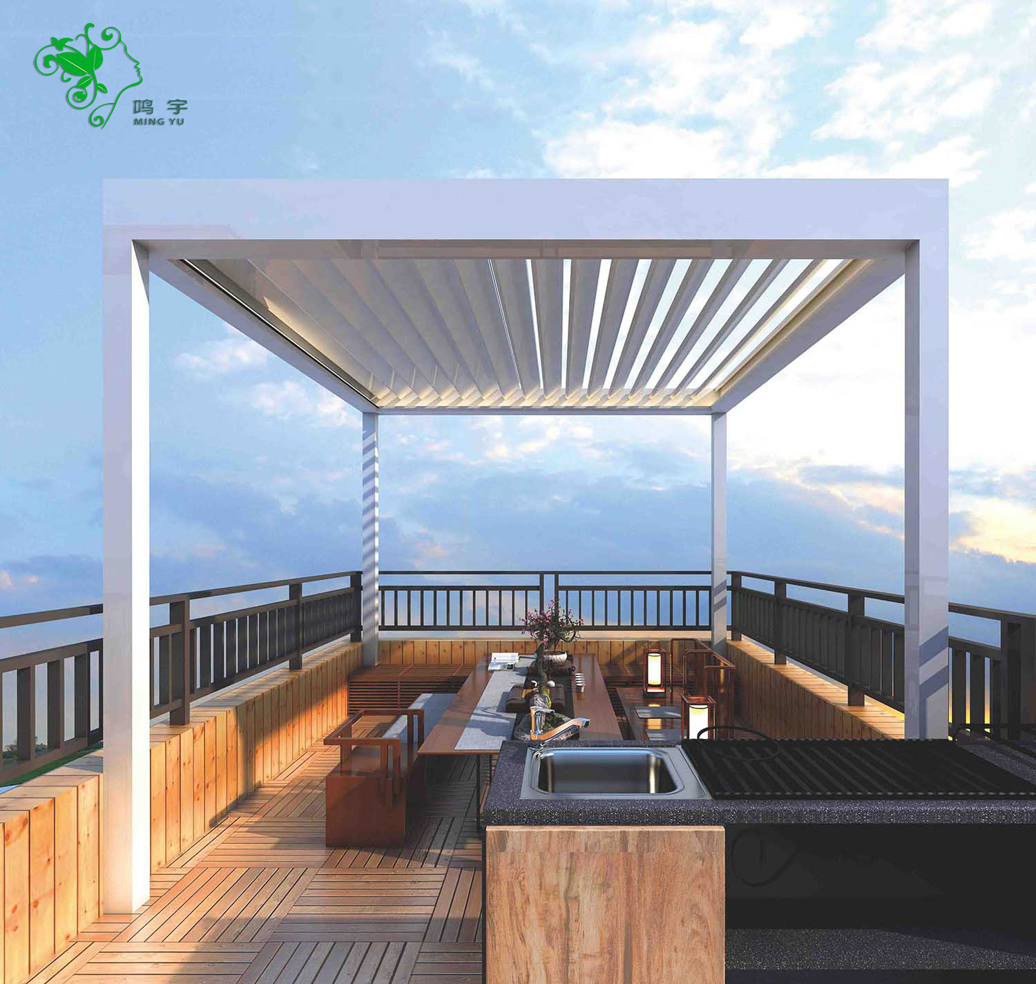 MINGYU Professional factory custom wholesale outdoor gazebo pergola aluminium louvered roof pergola kit 3x3 3x4 6x4m