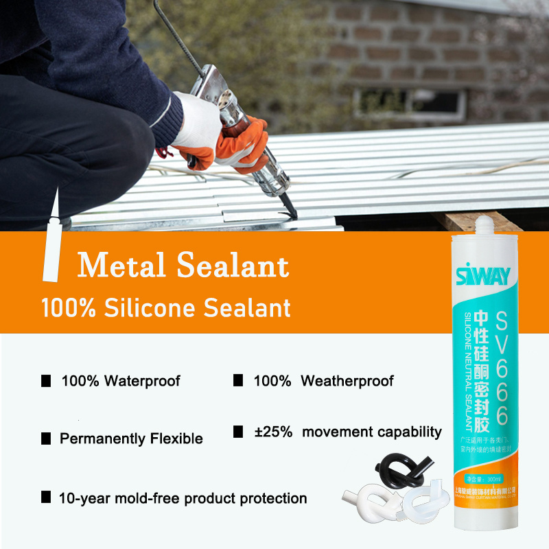 High Performance 100% Waterproof Roof Gutter Metal Silicone Sealant