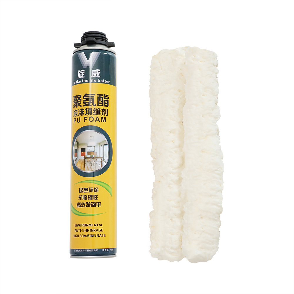 white high bond strength one component PU polyurethane foam for sealing with rubber spray