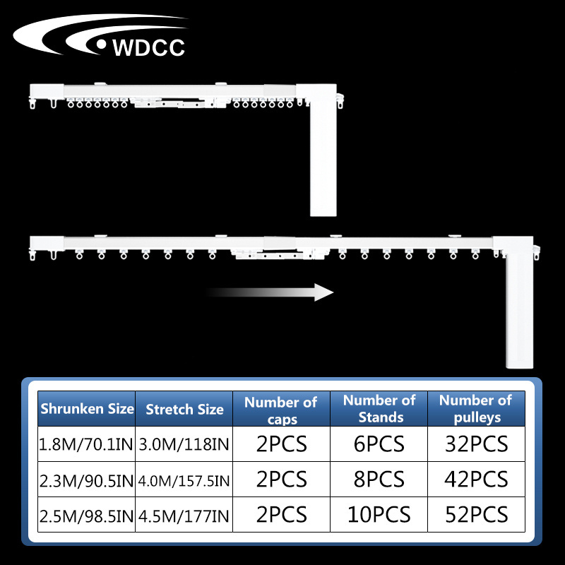 Supplier Wholesale Control Remote Extendable Electric Motorized Curtain Track Smart Electric Motor Track