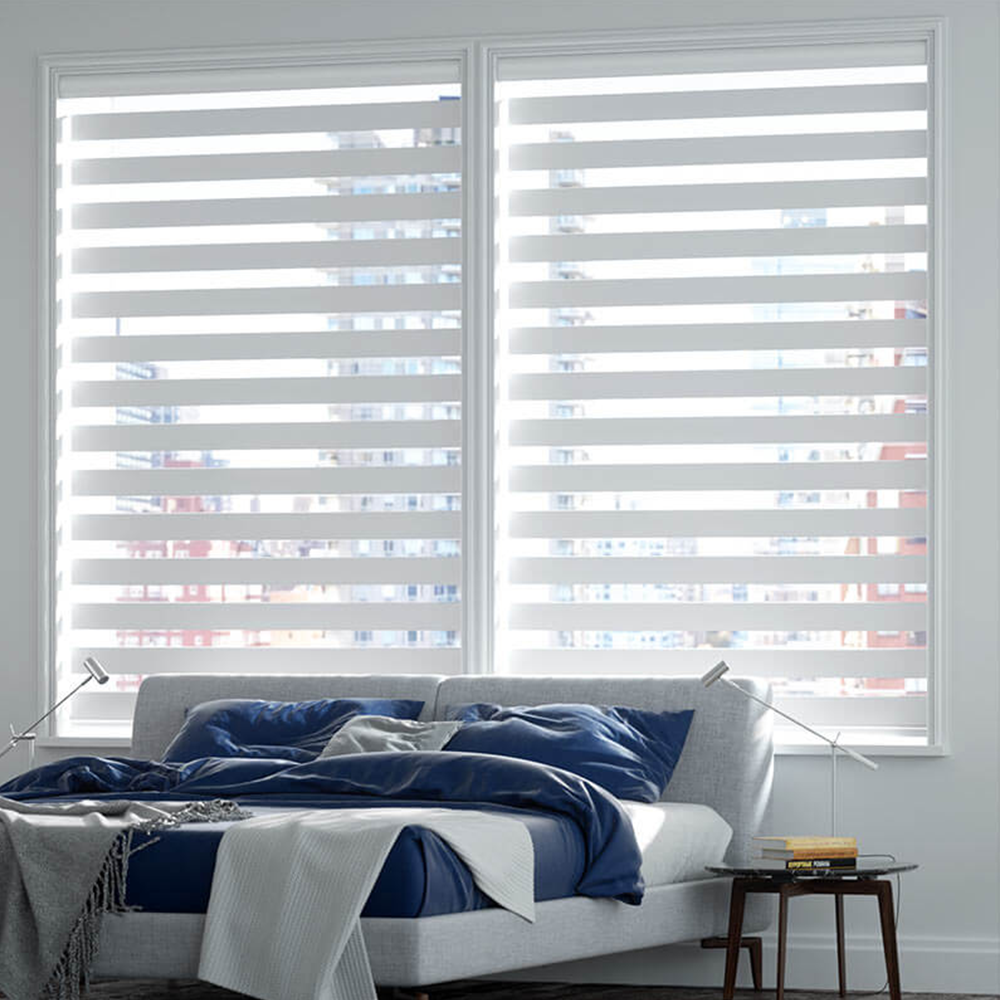 Custom Alexa Blackout Remote Wifi Smart Electric Window Motor Motorized Shades Automatic Zebra Roller Blinds