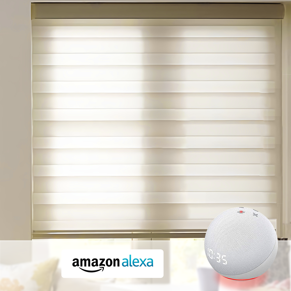 Custom Alexa Blackout Remote Wifi Smart Electric Window Motor Motorized Shades Automatic Zebra Roller Blinds