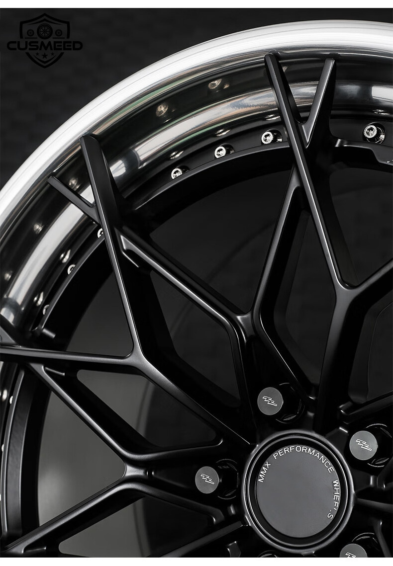 Cusmeed manufacture forged polished lip center two pieces hyper black color 20 inch car wheel rims and tires for any car