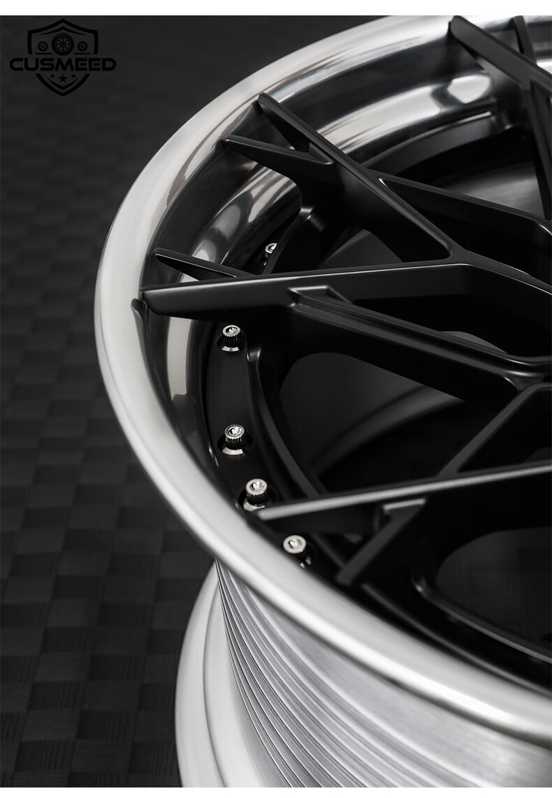 Cusmeed manufacture forged polished lip center two pieces hyper black color 20 inch car wheel rims and tires for any car