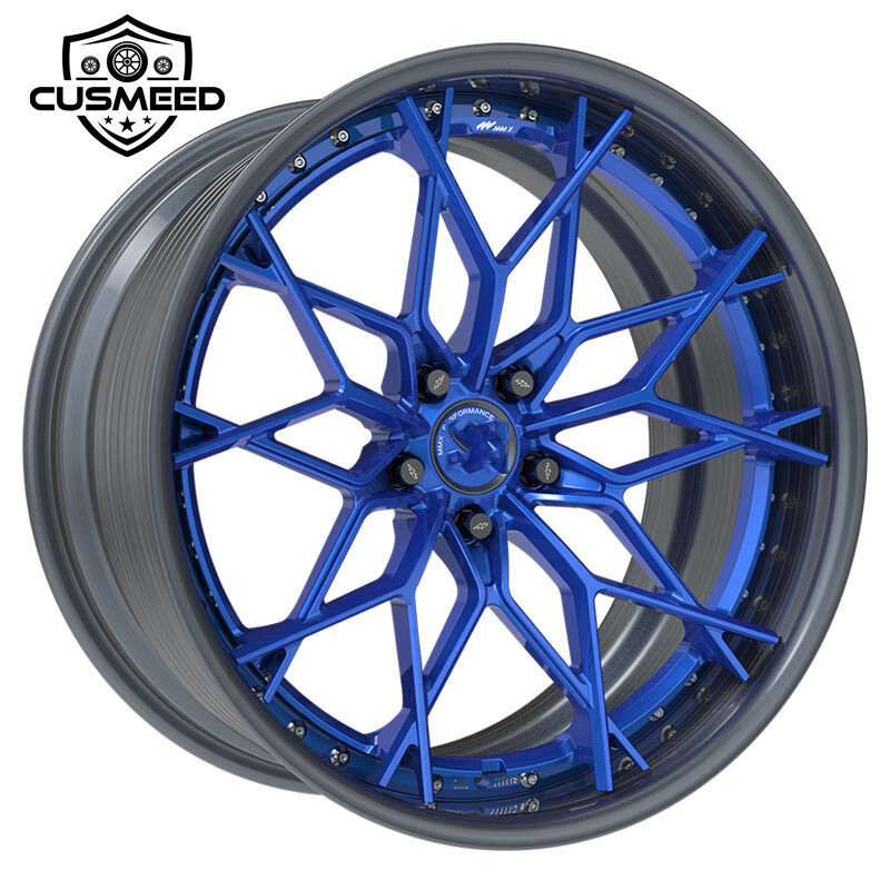 Cusmeed manufacture forged polished lip center two pieces hyper black color 20 inch car wheel rims and tires for any car