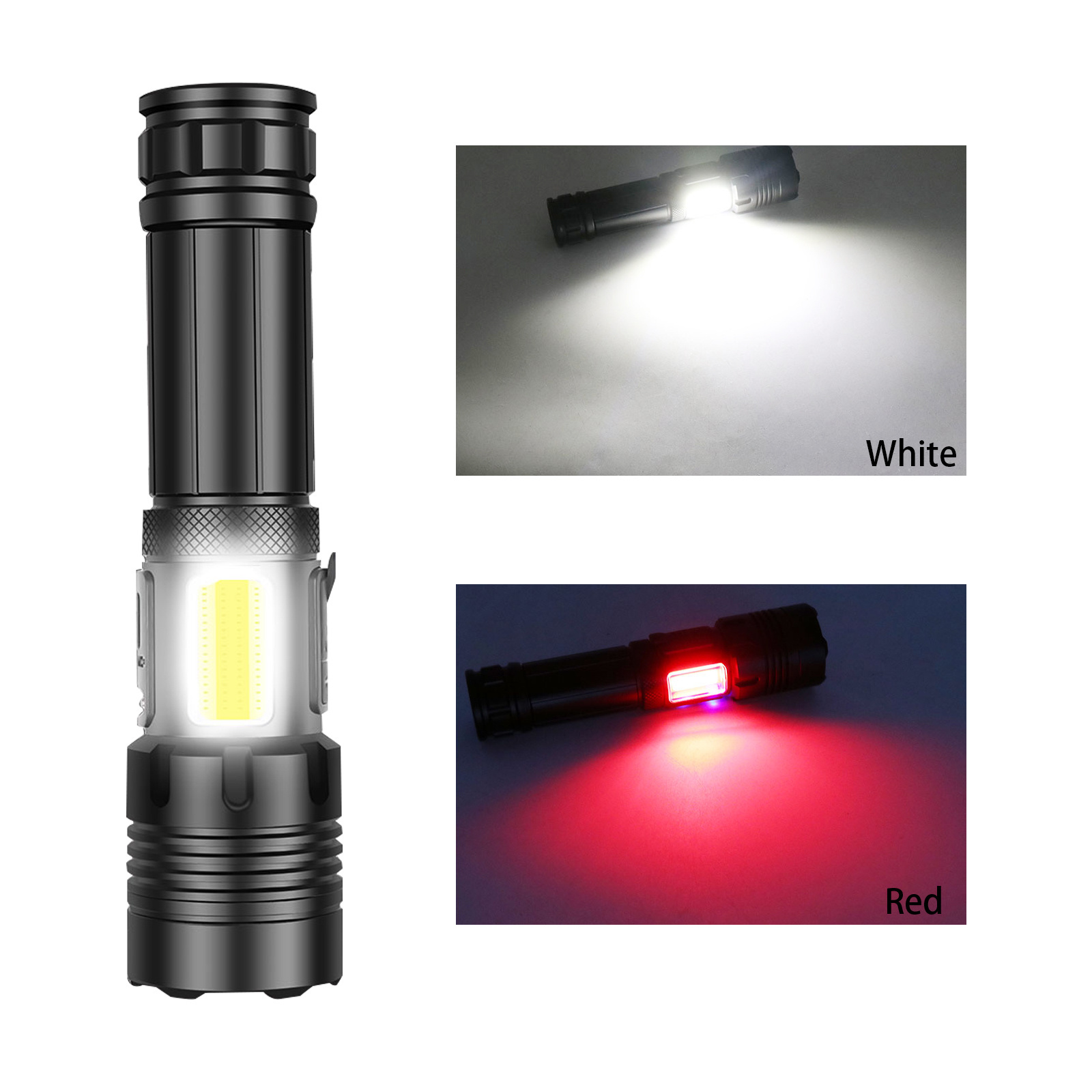 Cusomik XHP 160 USB COB super bright waterproof night light zoomable Led rechargeable flashlight with strong weak flashing mode