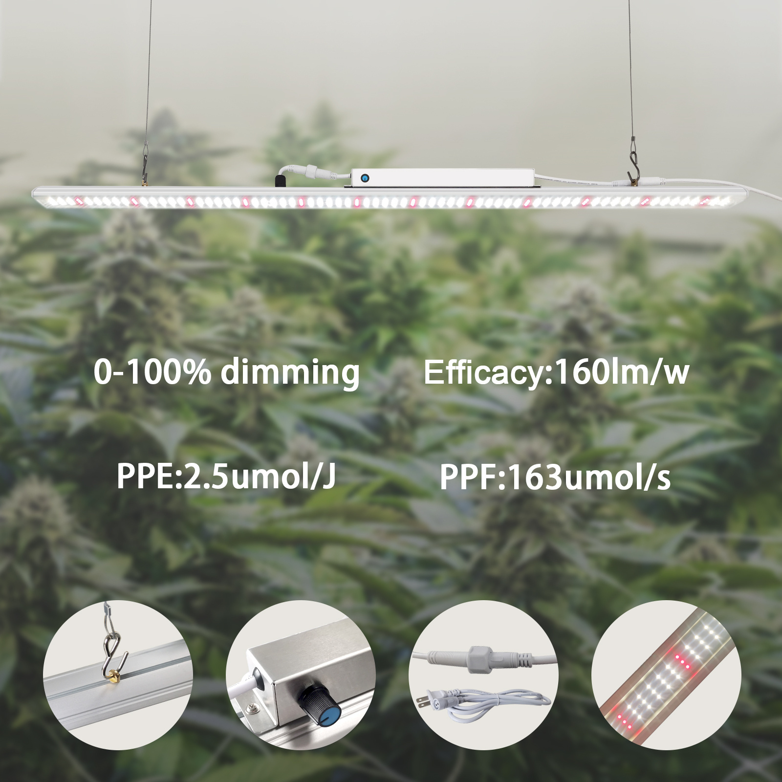 Cusomik Waterproof Tube Hydroponic Greenhouse Growth 100w Indoor Plant Strips 1 Meter LED Grow Light Bar