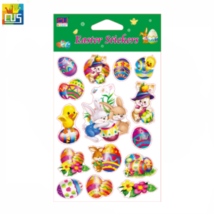 Easter party decoration Promotional Gifts Cute Cartoon Laser Foil Stickers for Kids