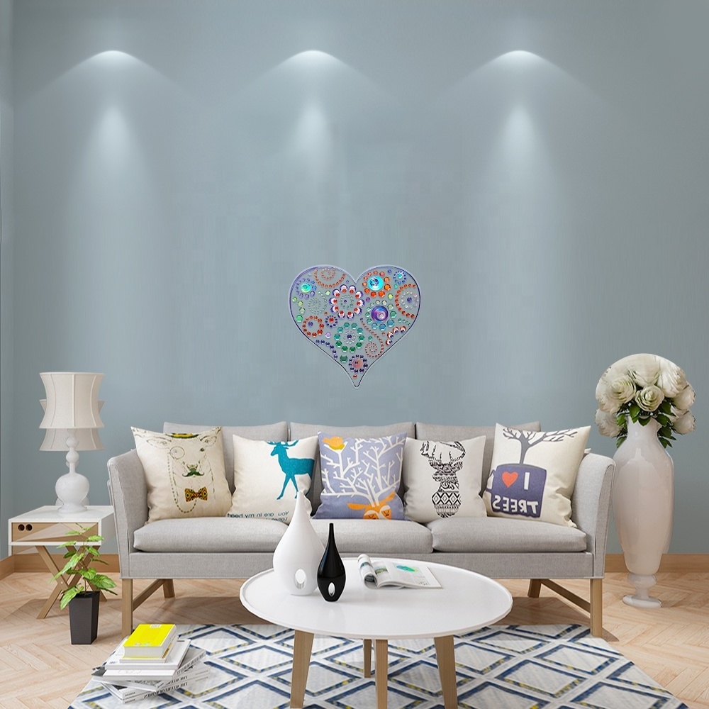 Love Heart Shape Pop Up Embossed Diamond Wall Sticker for Home and Room Decoration